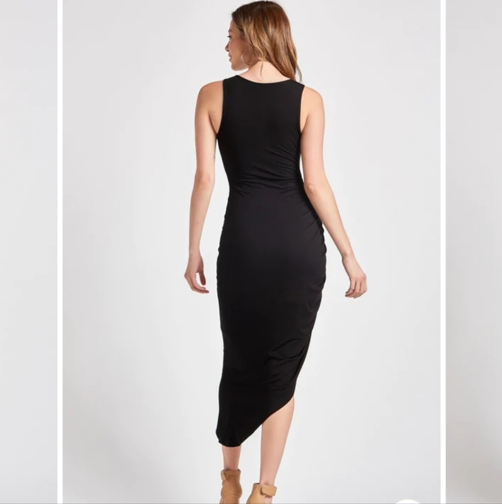 Plus Size Ruched Black Dress - Picture 2 of 2